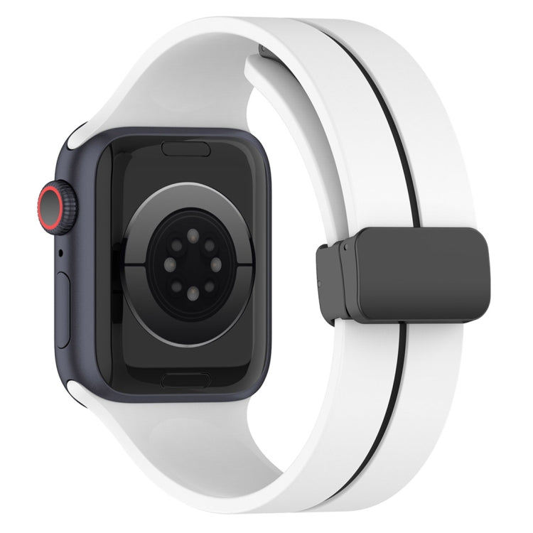 Two Color Folding Buckle Silicone Watch Band For Apple Watch 42mm(White+Black) -  by PMC TechLife | Online Shopping South Africa | PMC TechLife
