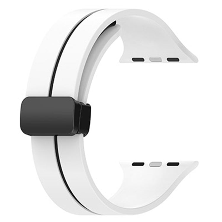 Two Color Folding Buckle Silicone Watch Band For Apple Watch 42mm(White+Black) -  by PMC TechLife | Online Shopping South Africa | PMC TechLife