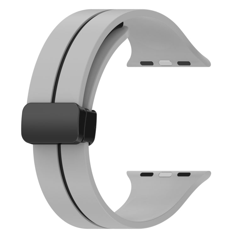 Two Color Folding Buckle Silicone Watch Band For Apple Watch 42mm(Light Grey+Black) -  by PMC TechLife | Online Shopping South Africa | PMC TechLife