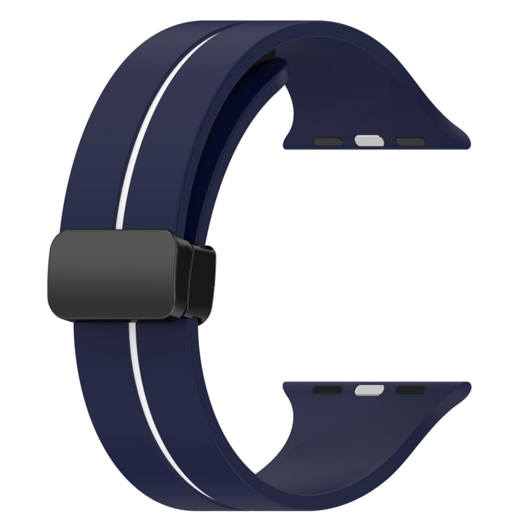 Two Color Folding Buckle Silicone Watch Band For Apple Watch 42mm(Midnight Blue+White) -  by PMC TechLife | Online Shopping South Africa | PMC TechLife