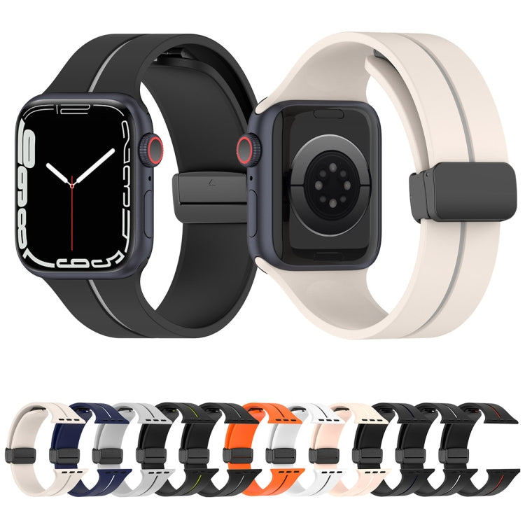 Two Color Folding Buckle Silicone Watch Band For Apple Watch 7 45mm(Black+White) -  by PMC Jewellery | Online Shopping South Africa | PMC Jewellery