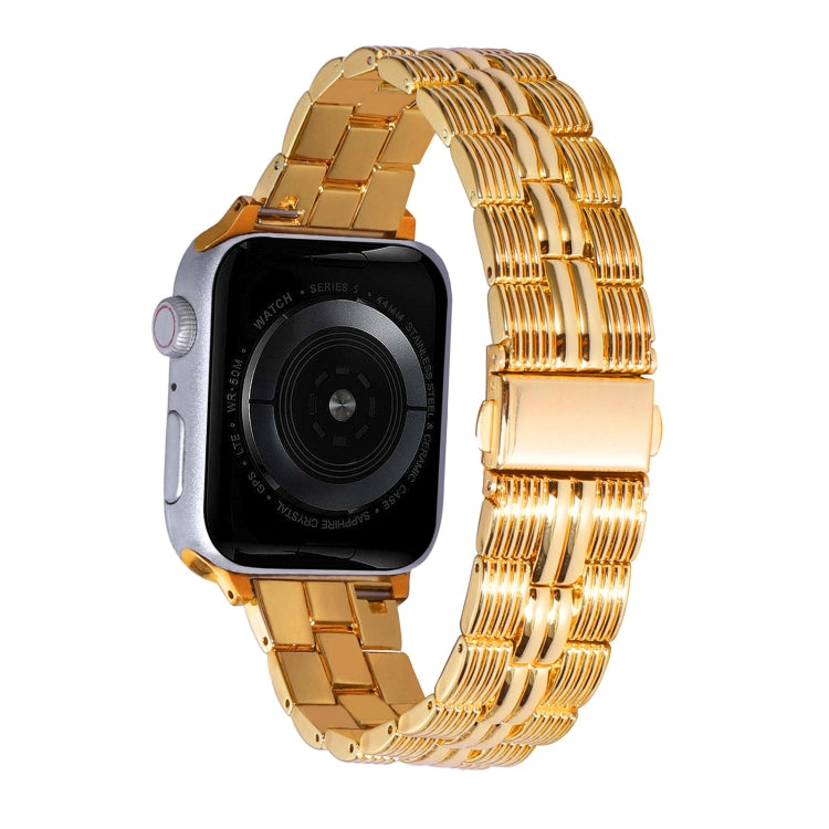 3-Beads Stripe Metal Watch Band For Apple Watch 7 41mm(Gold) -  by PMC TechLife | Online Shopping South Africa | PMC TechLife