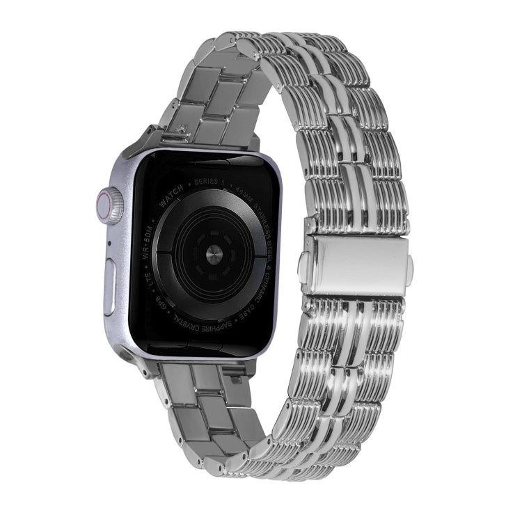 3-Beads Stripe Metal Watch Band For Apple Watch 5 44mm(Silver) -  by PMC TechLife | Online Shopping South Africa | PMC TechLife