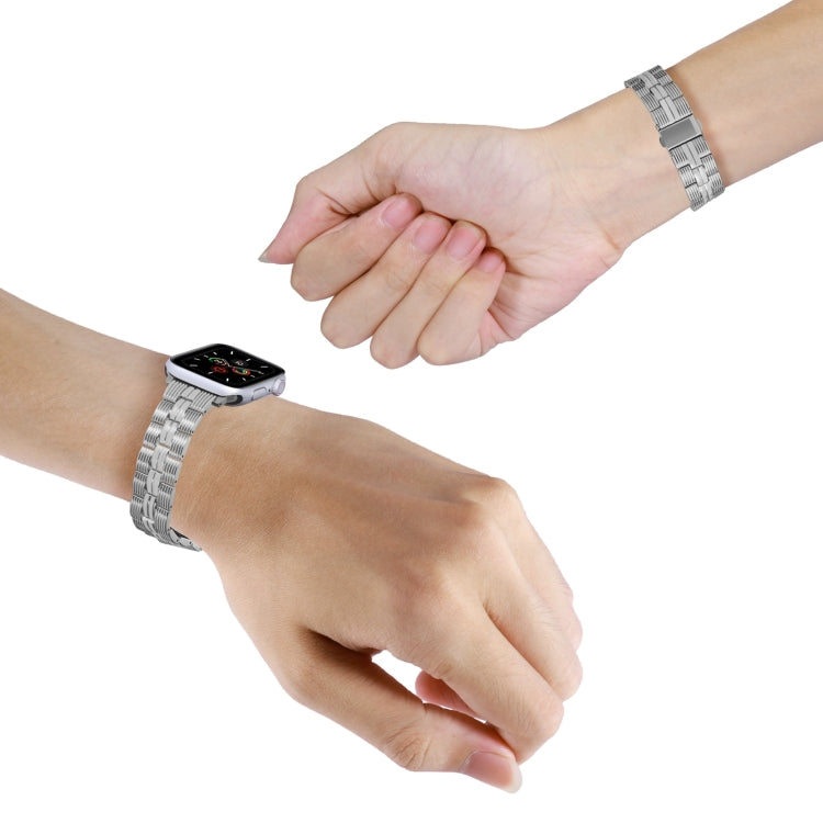 3-Beads Stripe Metal Watch Band For Apple Watch 2 38mm(Silver) -  by PMC TechLife | Online Shopping South Africa | PMC TechLife