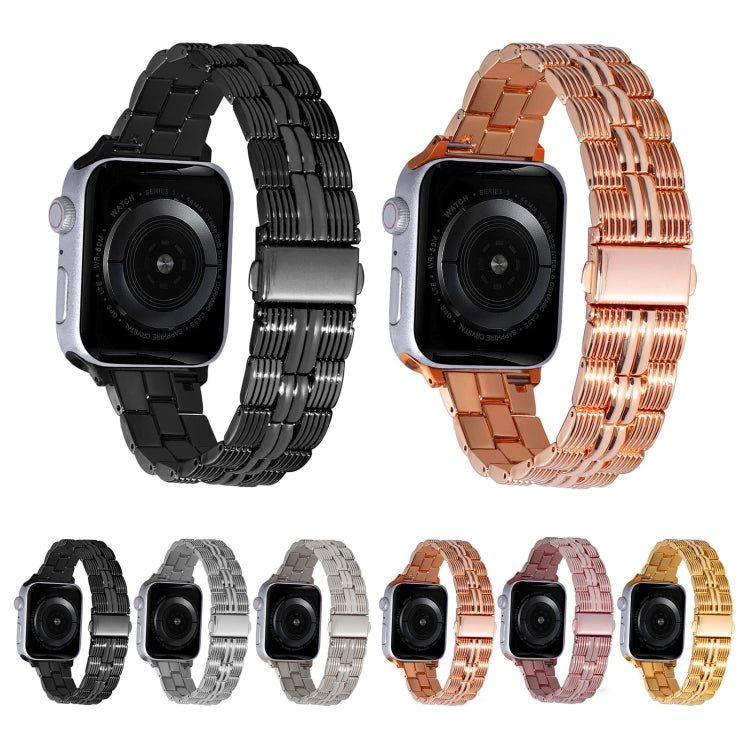 3-Beads Stripe Metal Watch Band For Apple Watch 6 44mm(Black) -  by PMC TechLife | Online Shopping South Africa | PMC TechLife