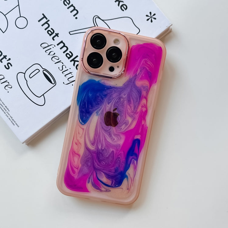 For iPhone 13 Pro Max Oil Painting Electroplating TPU Phone Case(Pink) - iPhone 13 Pro Max Cases by PMC Jewellery | Online Shopping South Africa | PMC Jewellery