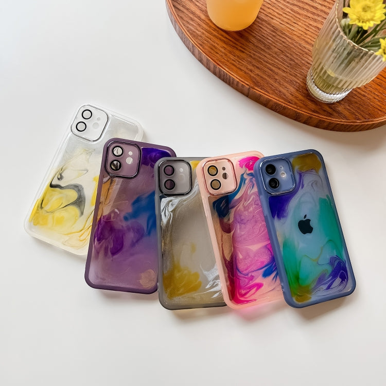 For iPhone 12 Oil Painting Electroplating TPU Phone Case(Pink) - iPhone 12 / 12 Pro Cases by PMC TechLife | Online Shopping South Africa | PMC TechLife
