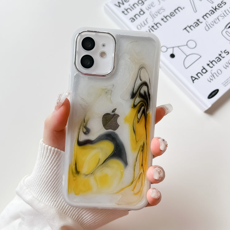 For iPhone 12 Oil Painting Electroplating TPU Phone Case(White) - iPhone 12 / 12 Pro Cases by PMC Jewellery | Online Shopping South Africa | PMC Jewellery