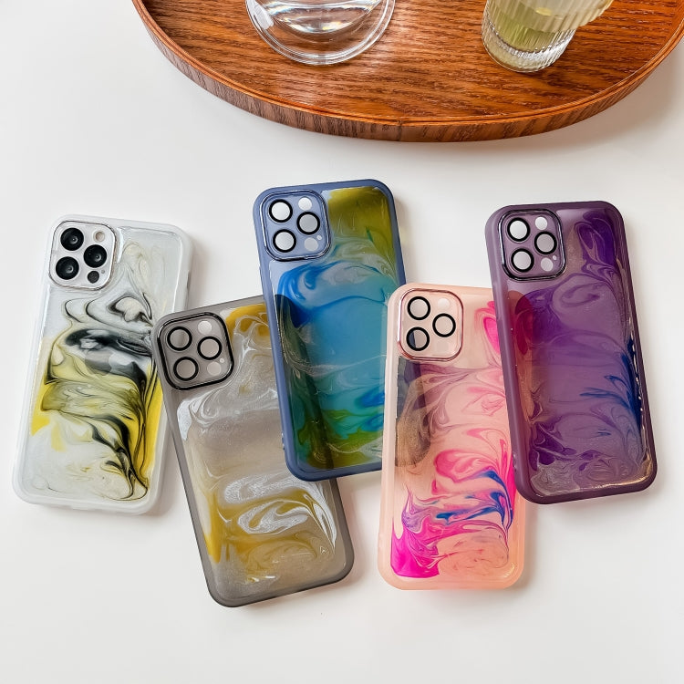 For iPhone 12 Pro Oil Painting Electroplating TPU Phone Case(Pink) - iPhone 12 / 12 Pro Cases by PMC TechLife | Online Shopping South Africa | PMC TechLife