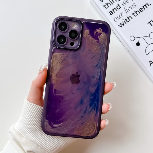 For iPhone 12 Pro Max Oil Painting Electroplating TPU Phone Case(Purple) - iPhone 12 Pro Max Cases by PMC Jewellery | Online Shopping South Africa | PMC Jewellery