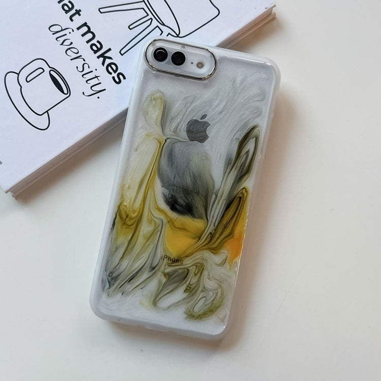 For iPhone 8 Plus / 7 Plus Oil Painting Electroplating TPU Phone Case(White) - More iPhone Cases by PMC Jewellery | Online Shopping South Africa | PMC Jewellery