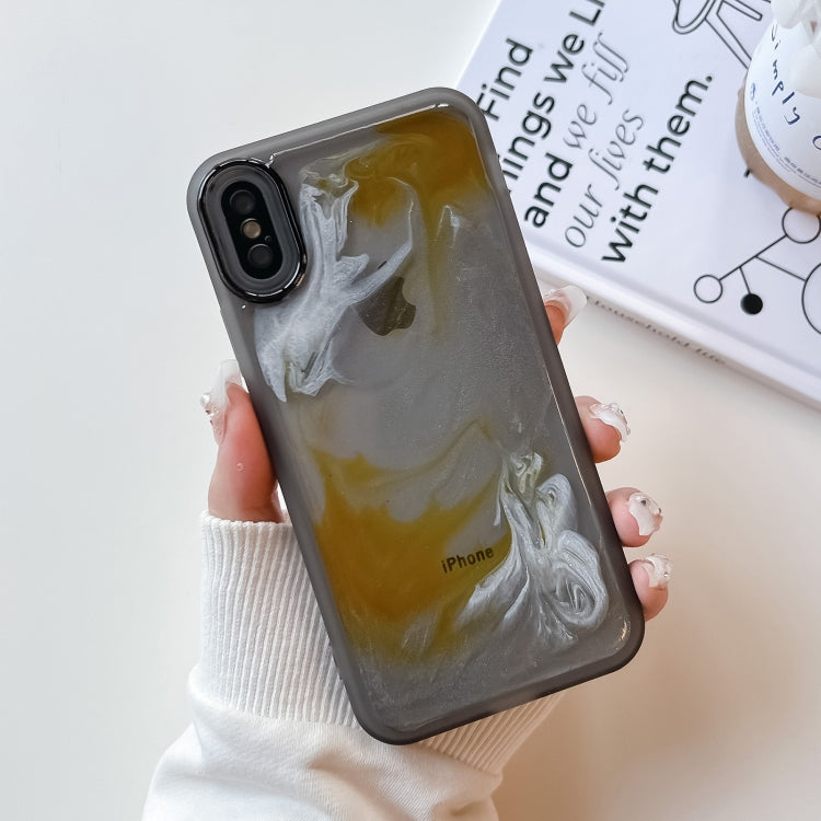 For iPhone X / XS Oil Painting Electroplating TPU Phone Case(Grey) - More iPhone Cases by PMC Jewellery | Online Shopping South Africa | PMC Jewellery