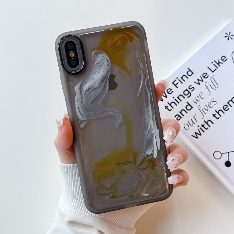 For iPhone XS Max Oil Painting Electroplating TPU Phone Case(Grey) - More iPhone Cases by PMC TechLife | Online Shopping South Africa | PMC TechLife