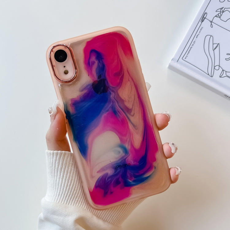 For iPhone XR Oil Painting Electroplating TPU Phone Case(Pink) - More iPhone Cases by PMC TechLife | Online Shopping South Africa | PMC TechLife