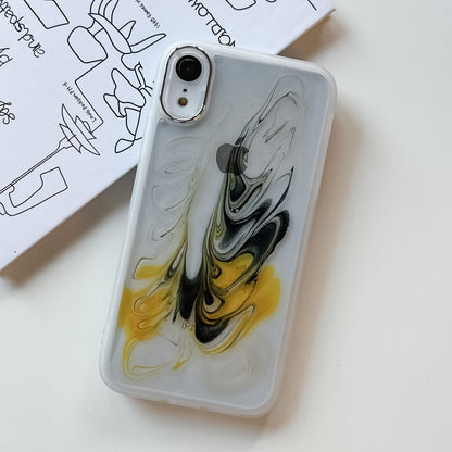 For iPhone XR Oil Painting Electroplating TPU Phone Case(White) - More iPhone Cases by PMC Jewellery | Online Shopping South Africa | PMC Jewellery