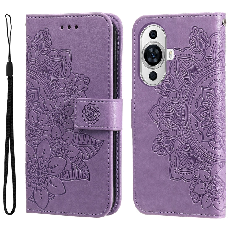 For Huawei nova 11 7-petal Flowers Embossing Leather Phone Case(Light Purple) - Huawei Cases by PMC Jewellery | Online Shopping South Africa | PMC Jewellery