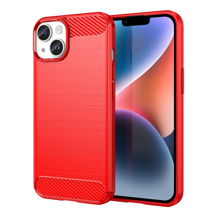 For iPhone 15 Brushed Texture Carbon Fiber TPU Phone Case(Red) - iPhone 15 Cases by PMC Jewellery | Online Shopping South Africa | PMC Jewellery