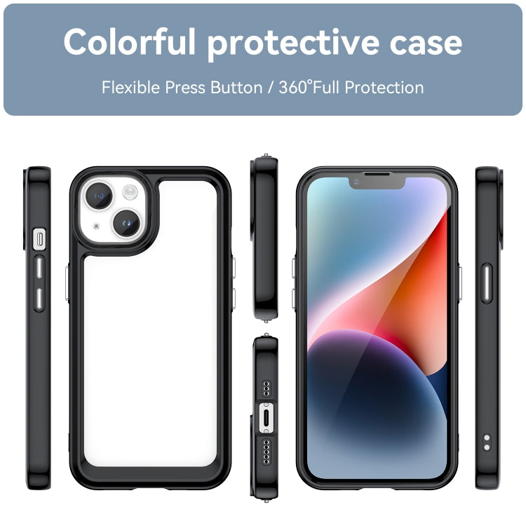 For iPhone 15 Colorful Series Acrylic + TPU Phone Case(Black) - iPhone 15 Cases by PMC Jewellery | Online Shopping South Africa | PMC Jewellery