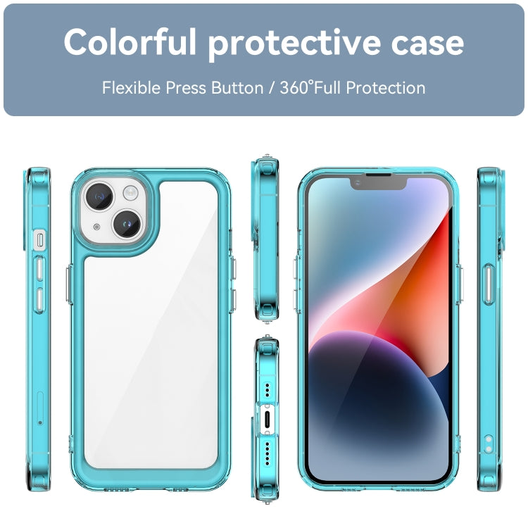 For iPhone 15 Colorful Series Acrylic + TPU Phone Case(Transparent Blue) - iPhone 15 Cases by PMC TechLife | Online Shopping South Africa | PMC TechLife