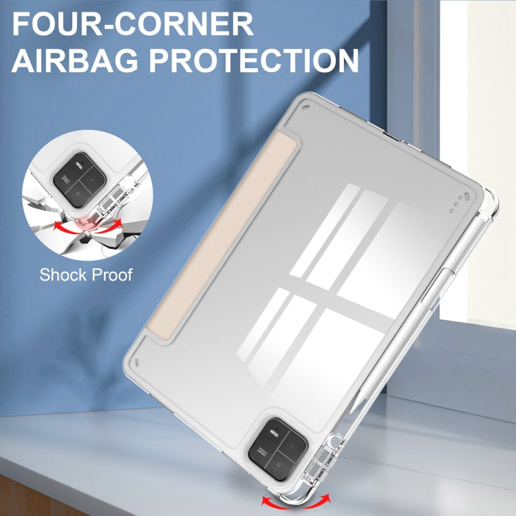 For Xiaomi Pad 6 / 6 Pro 3-fold Clear TPU Smart Leather Tablet Case(Apricot) - free shipping - PMC TechLife - Order now!