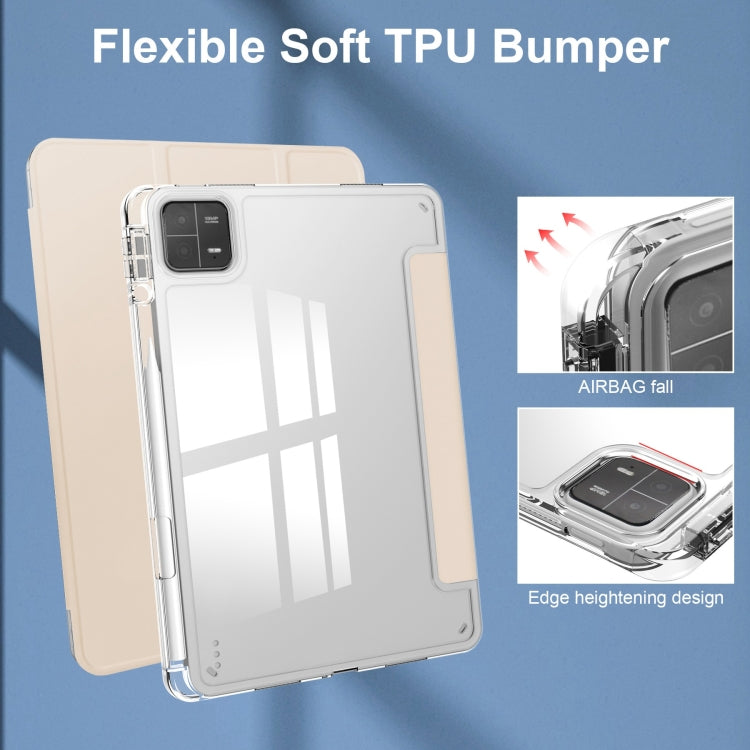 For Xiaomi Pad 6 / 6 Pro 3-fold Clear TPU Smart Leather Tablet Case(Apricot) - free shipping - PMC TechLife - Order now!