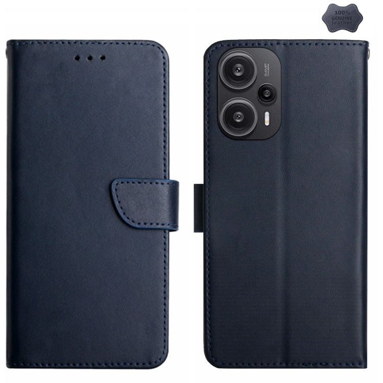 For Xiaomi Poco F5 Genuine Leather Fingerprint-proof Flip Phone Case(Blue) - free shipping - PMC TechLife - Order now!