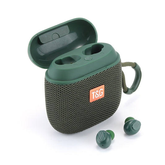 T&G TG809 2 in 1 Portable Outdoor Wireless Speaker & Mini TWS Bluetooth Earbuds(Dark Green) - Mini Speaker by T&G | Online Shopping South Africa | PMC Jewellery