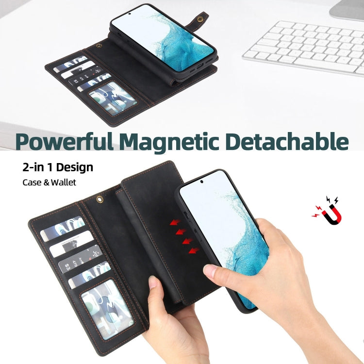 For Samsung Galaxy S10+ Zipper Wallet Detachable MagSafe Leather Phone Case(Black) - Galaxy Phone Cases by PMC TechLife | Online Shopping South Africa | PMC TechLife