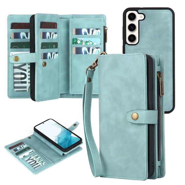 For Samsung Galaxy S10+ Zipper Wallet Detachable MagSafe Leather Phone Case(Blue) - Galaxy Phone Cases by PMC TechLife | Online Shopping South Africa | PMC TechLife