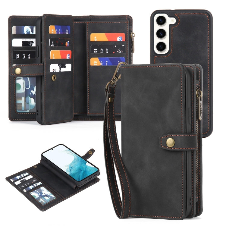 For Samsung Galaxy A70 Zipper Wallet Detachable MagSafe Leather Phone Case(Black) - Galaxy Phone Cases by PMC TechLife | Online Shopping South Africa | PMC TechLife