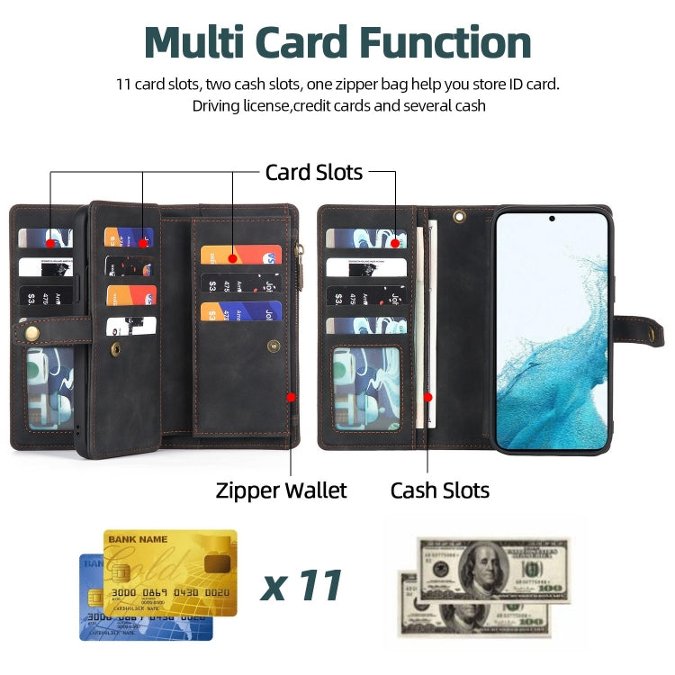 For Samsung Galaxy A70 Zipper Wallet Detachable MagSafe Leather Phone Case(Black) - Galaxy Phone Cases by PMC TechLife | Online Shopping South Africa | PMC TechLife