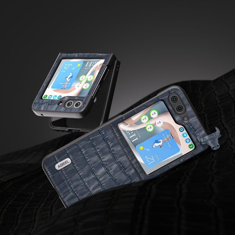 For Samsung Galaxy Z Flip5 ABEEL Crocodile Texture Genuine Leather Phone Case(Blue) - free shipping - PMC TechLife - Order now!