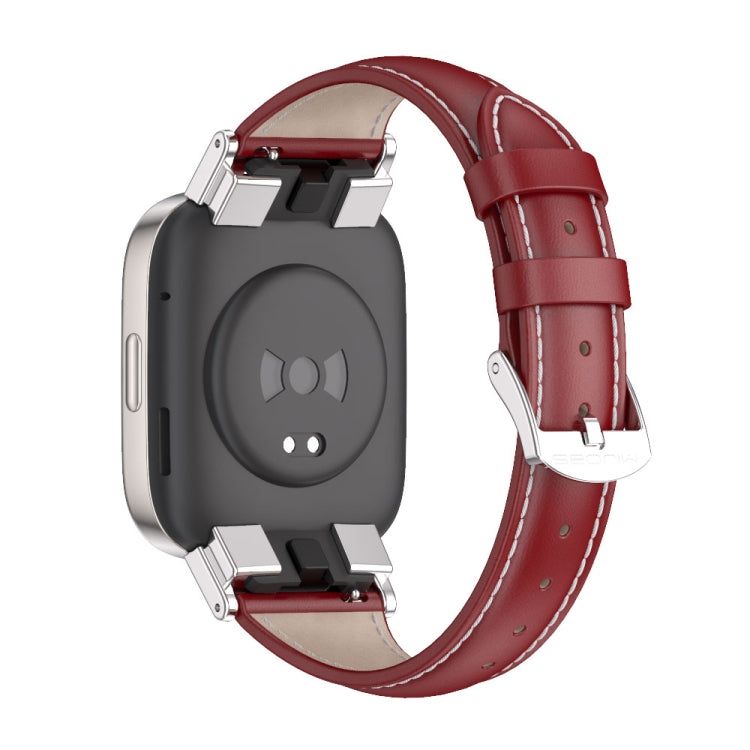 For Redmi Watch 3 Mijobs Genuine Leather Slim Watch Band(Red Silver) - free shipping - PMC TechLife - Order now!