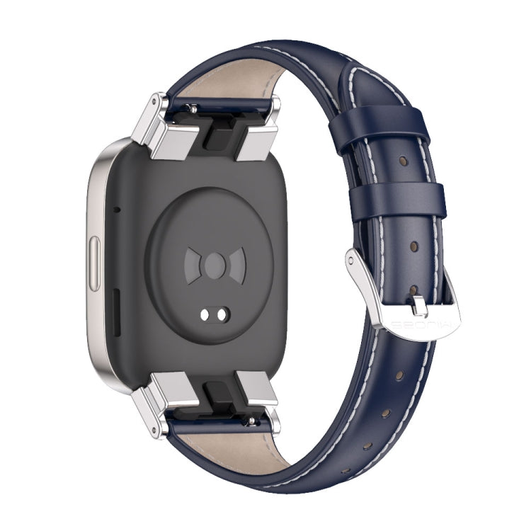 For Redmi Watch 3 Mijobs Genuine Leather Slim Watch Band(Blue Silver) - Watch Bands by MIJOBS | Online Shopping South Africa | PMC TechLife | Buy Now Pay Later Mobicred