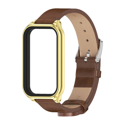 For Redmi Band 2 Mijobs Metal Shell Microfiber PU Leather Watch Band(Brown Gold) -  by MIJOBS | Online Shopping South Africa | PMC Jewellery