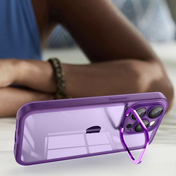 For iPhone 13 Pro Max Invisible Lens Bracket Matte Transparent Phone Case(Purple) - iPhone 13 Pro Max Cases by PMC Jewellery | Online Shopping South Africa | PMC Jewellery