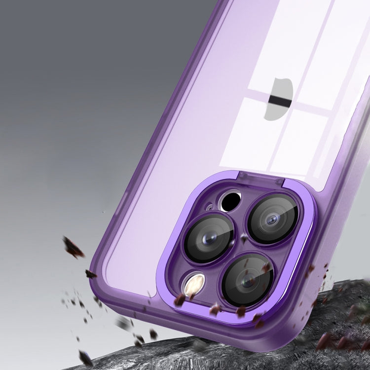 For iPhone 14 Pro Max Invisible Lens Bracket Matte Transparent Phone Case(Royal Blue) - iPhone 14 Pro Max Cases by PMC TechLife | Online Shopping South Africa | PMC TechLife