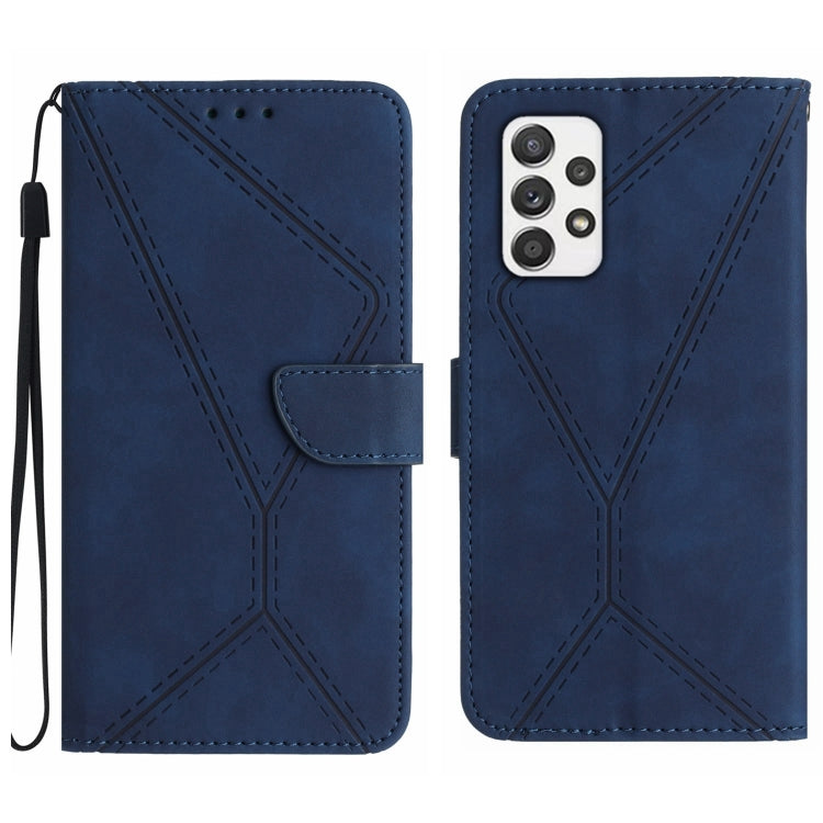 For Samsung Galaxy A23 4G / 5G Stitching Embossed Leather Phone Case(Blue) - Galaxy Phone Cases by PMC TechLife | Online Shopping South Africa | PMC TechLife | Buy Now Pay Later Mobicred