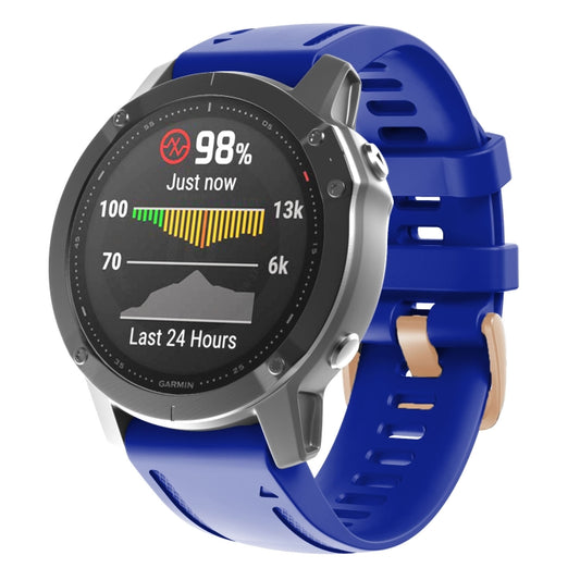 For Garmin Fenix 7S / 6S Pro / 5S Plus 20mm Rose Gold Buckle Silicone Watch Band(Blue) - Watch Bands by PMC Jewellery | Online Shopping South Africa | PMC Jewellery