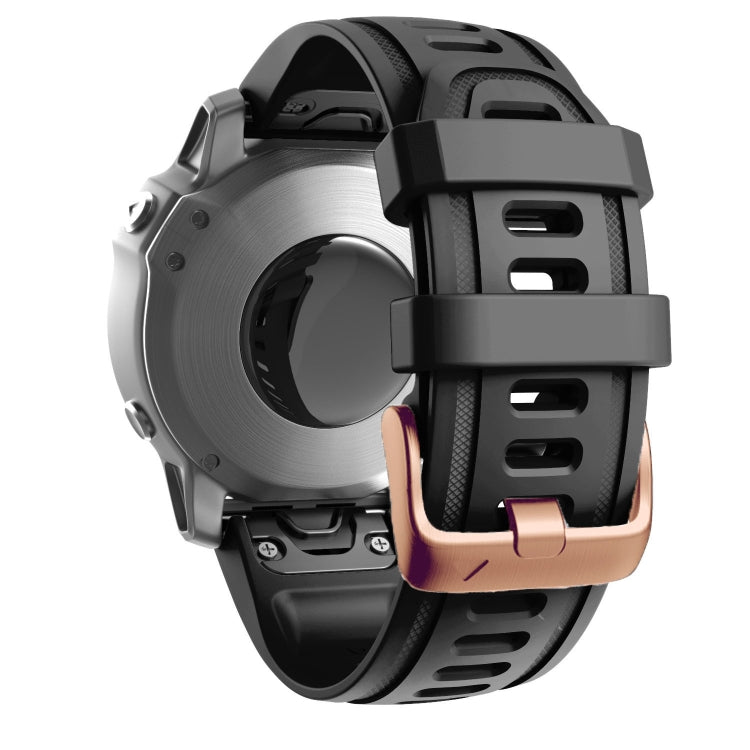 For Garmin Fenix 7S / 6S Pro / 5S Plus 20mm Rose Gold Buckle Silicone Watch Band(Black) - Watch Bands by PMC Jewellery | Online Shopping South Africa | PMC Jewellery