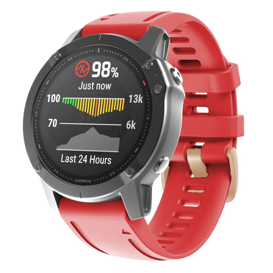 For Garmin Fenix 7S / 6S Pro / 5S Plus 20mm Rose Gold Buckle Silicone Watch Band(Red) - Watch Bands by PMC Jewellery | Online Shopping South Africa | PMC Jewellery