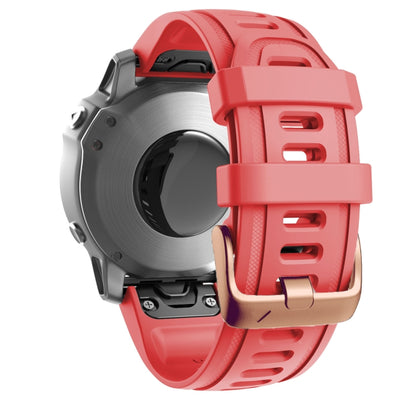 For Garmin Fenix 7S / 6S Pro / 5S Plus 20mm Rose Gold Buckle Silicone Watch Band(Red) - Watch Bands by PMC Jewellery | Online Shopping South Africa | PMC Jewellery