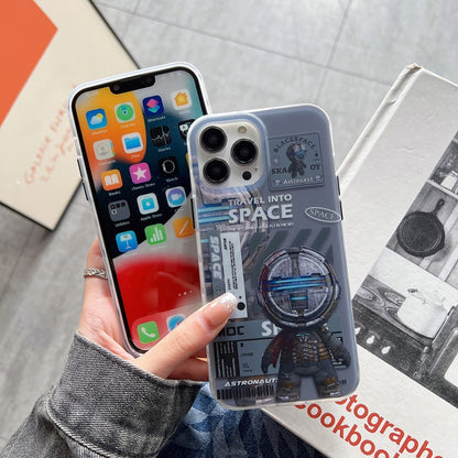 For iPhone 13 Dual-side IMD Astronaut Frosted Phone Case(Blue Grey) - iPhone 13 Cases by PMC Jewellery | Online Shopping South Africa | PMC Jewellery