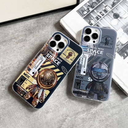 For iPhone 12 Pro Max Dual-side IMD Astronaut Frosted Phone Case(Black Gold) - iPhone 12 Pro Max Cases by PMC Jewellery | Online Shopping South Africa | PMC Jewellery