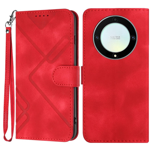 For Honor Magic5 Lite 5G Line Pattern Skin Feel Leather Phone Case(Red) - Honor Cases by PMC Jewellery | Online Shopping South Africa | PMC Jewellery