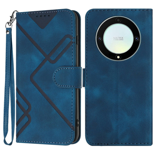 For Honor Magic5 Lite 5G Line Pattern Skin Feel Leather Phone Case(Royal Blue) - Honor Cases by PMC Jewellery | Online Shopping South Africa | PMC Jewellery