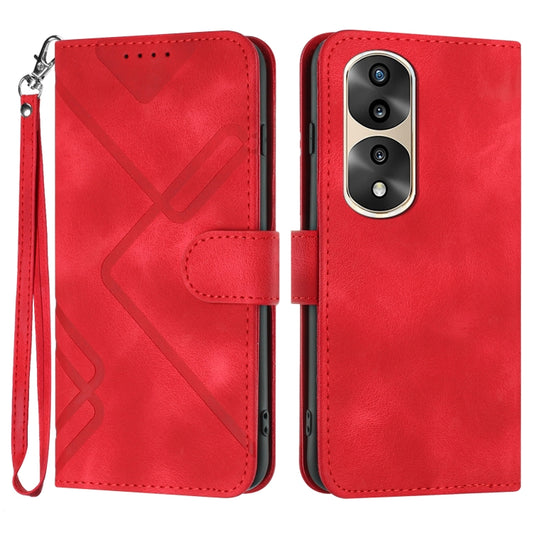 For Honor 70 Pro / 70 Pro+ Line Pattern Skin Feel Leather Phone Case(Red) - Honor Cases by PMC Jewellery | Online Shopping South Africa | PMC Jewellery