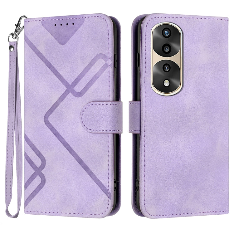 For Honor 70 Pro / 70 Pro+ Line Pattern Skin Feel Leather Phone Case(Light Purple) - free shipping - PMC TechLife - Order now!