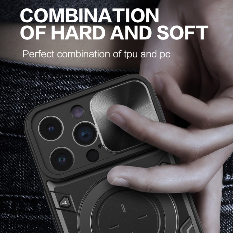 For iPhone 14 Pro Max CD Texture Sliding Camshield Magnetic Holder Phone Case(Black) - free shipping - PMC TechLife - Order now!