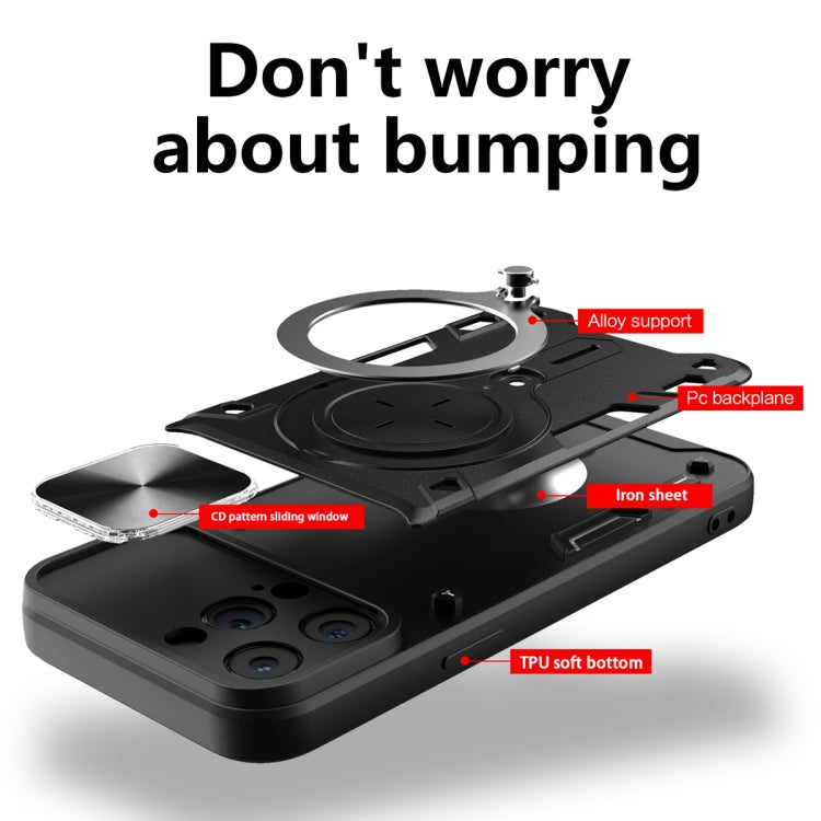 For iPhone 14 Pro Max CD Texture Sliding Camshield Magnetic Holder Phone Case(Red) - free shipping - PMC TechLife - Order now!